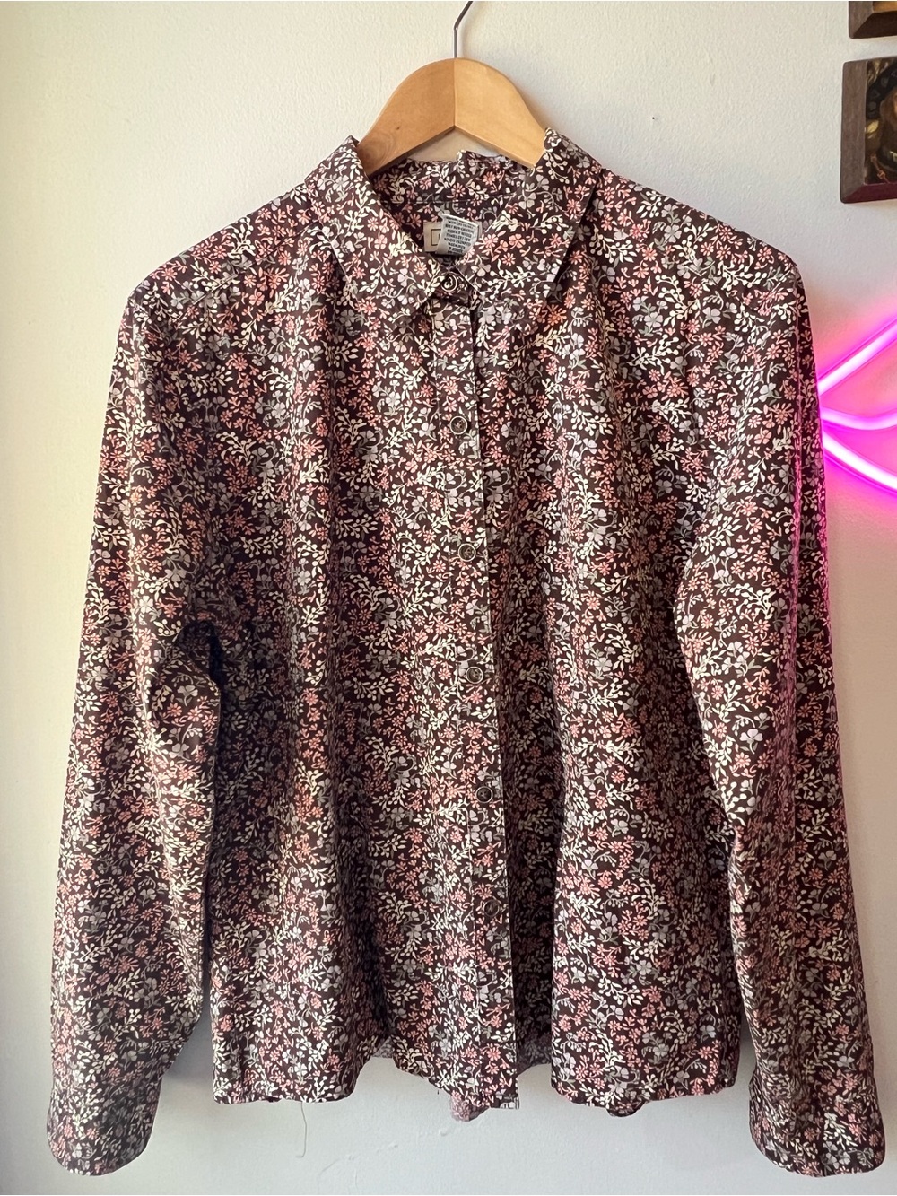 Vintage L.L. Bean Women’s 100% Cotton Floral Button-Down Blouse